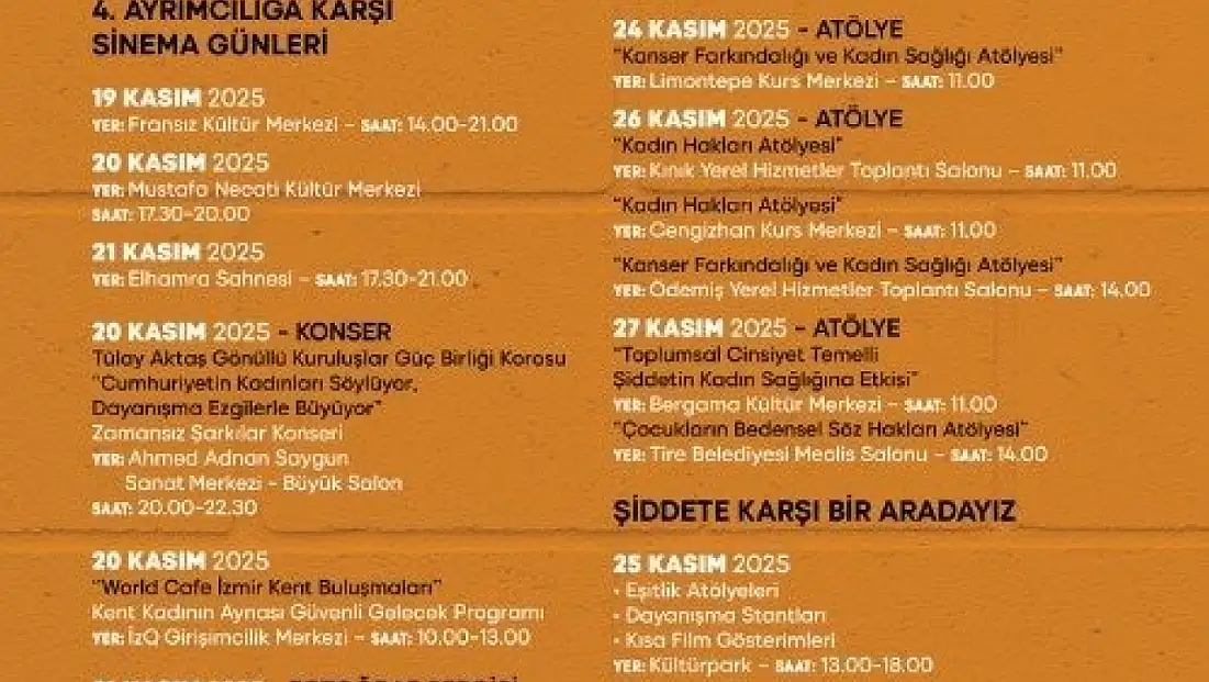 İzmir’de 25 Kasım programı başlıyor: Şiddete karşı kent çapında dayanışma