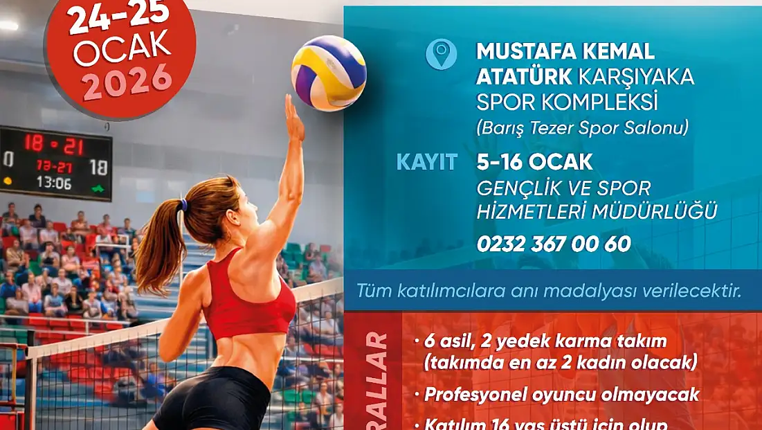 Karşıyaka Belediyesi’nden 16 yaş ve üzeri için ücretsiz voleybol turnuvası