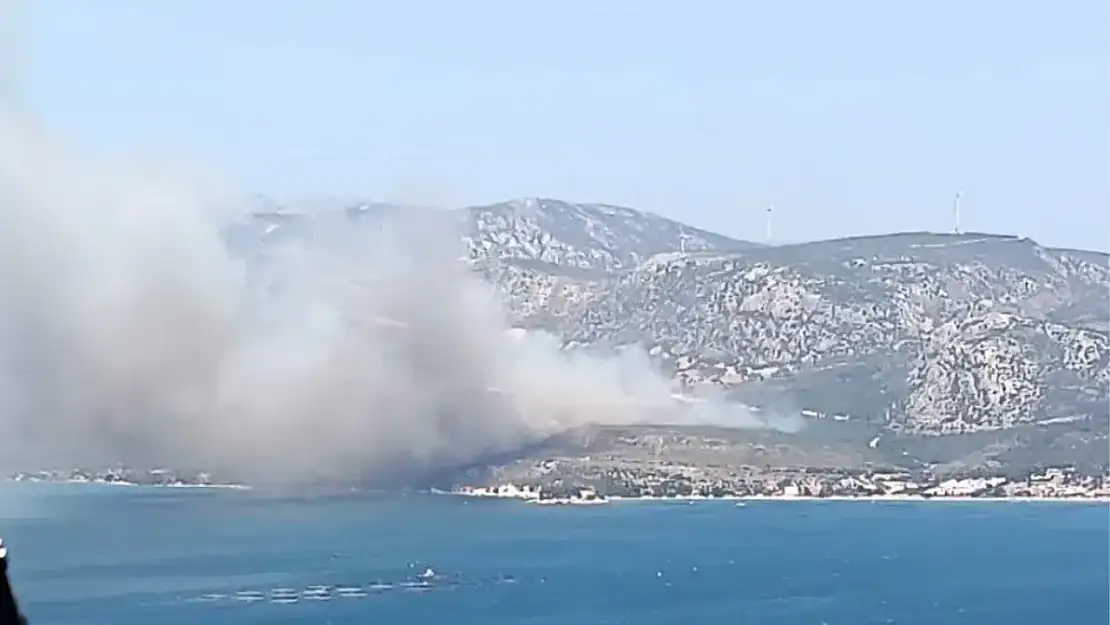 Karaburun'da orman yangını sürüyor