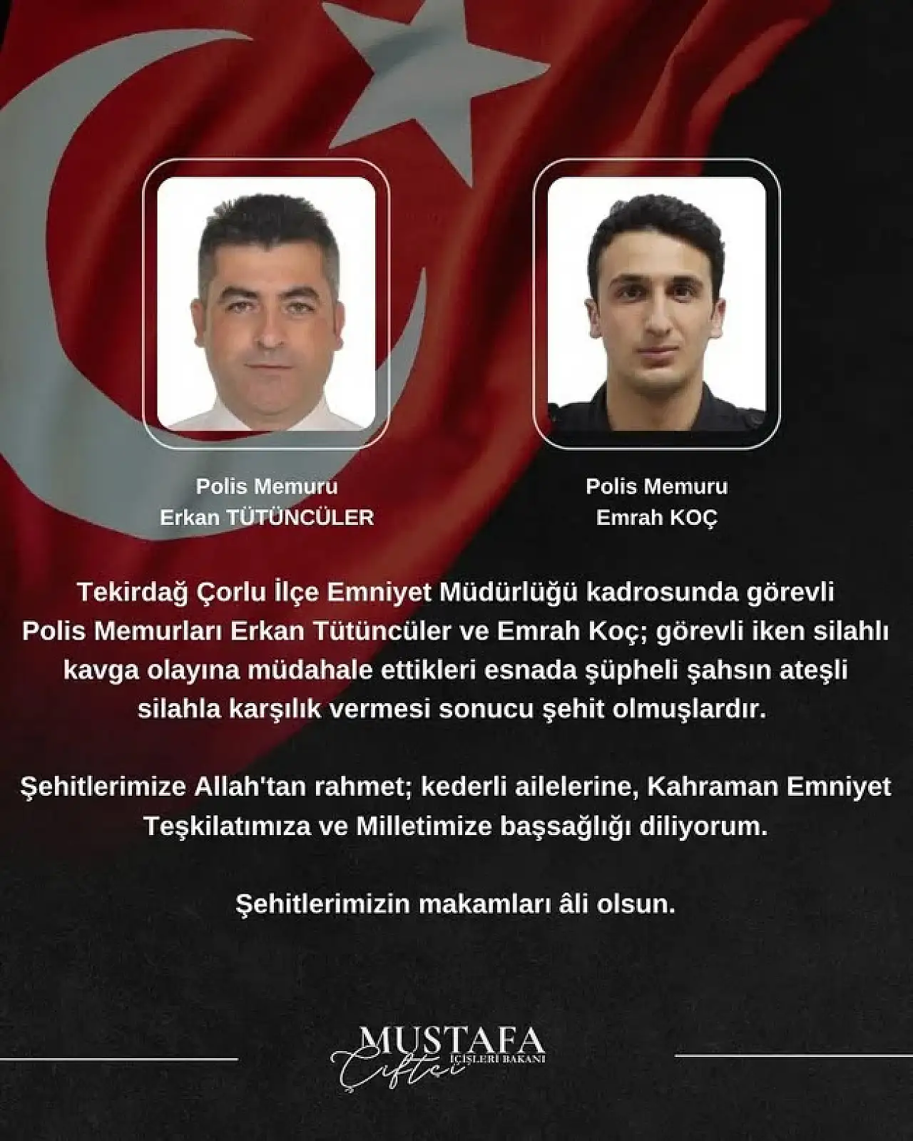 Çorlu'da silahlı dehşet: İhbara giden iki polis şehit oldu