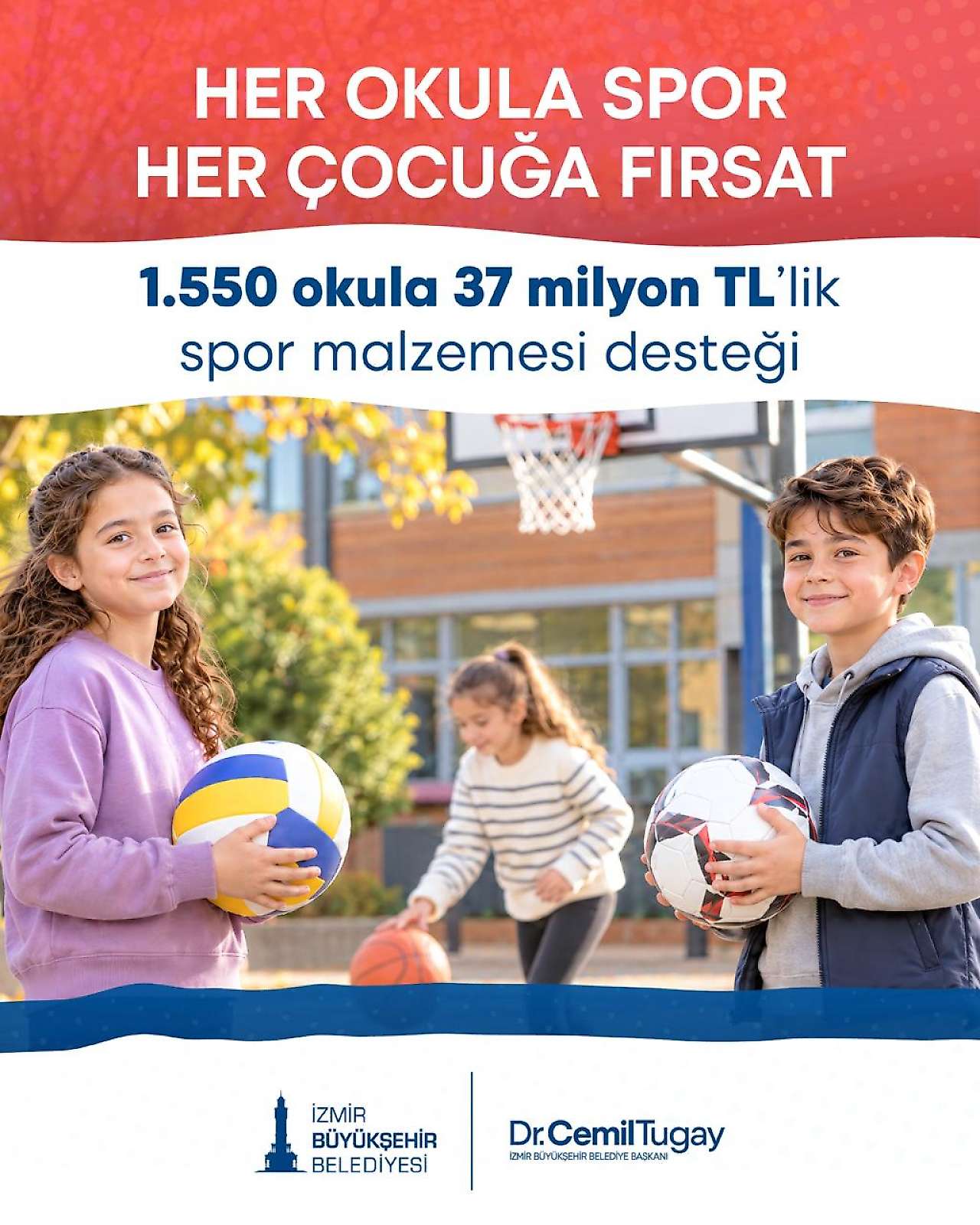İzmir Büyükşehir Belediyesi'nden okullara 37 milyon TL'lik spor malzemesi desteği