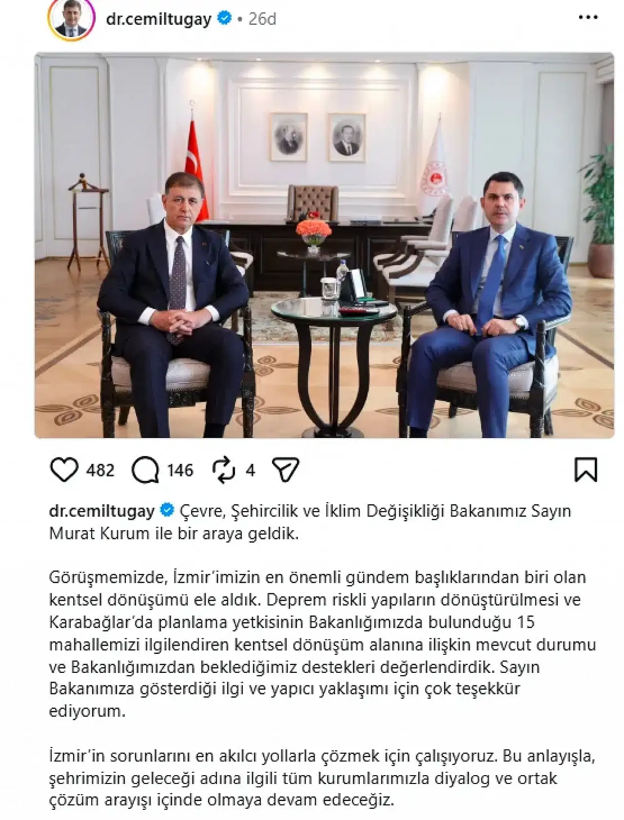 Tugay'dan Bakan Kurum görüşmesi sonrası ilk açıklama