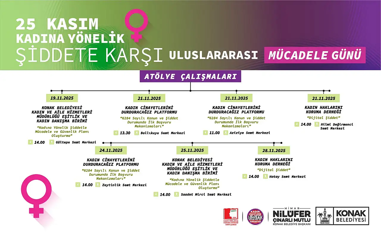 Konak Belediyesi 25 Kasım haftasında kadına yönelik şiddete karşı etkinlikler