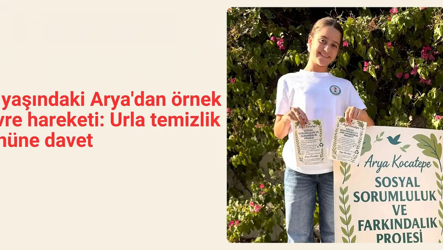 11 yaşındaki Arya'dan örnek çevre hareketi: Urla temizlik gününe davet