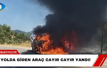Yolda Giden Araç Cayır Cayır Yandı!
