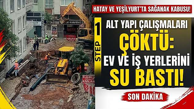 İzmir'de sağanak felaketi! Yol çöktü, araçlar çukura saplandı