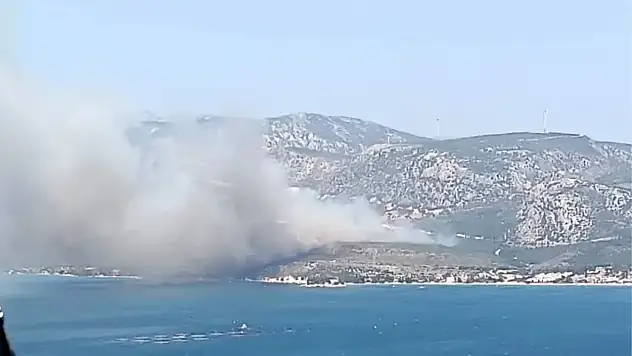 Karaburun'da orman yangını sürüyor