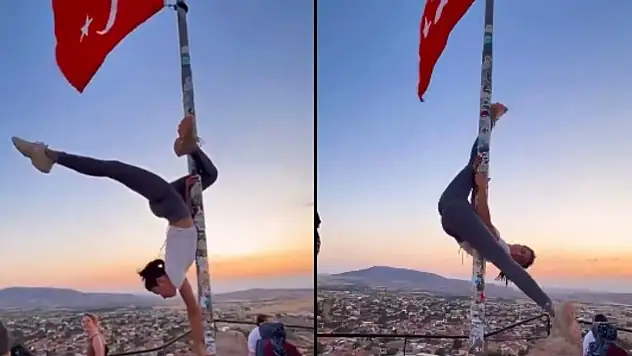 Türk bayrağı direğinde dansa soruşturma
