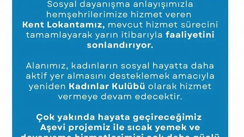 Menderes Belediyesi Kent Lokantası'nı kapatıyor