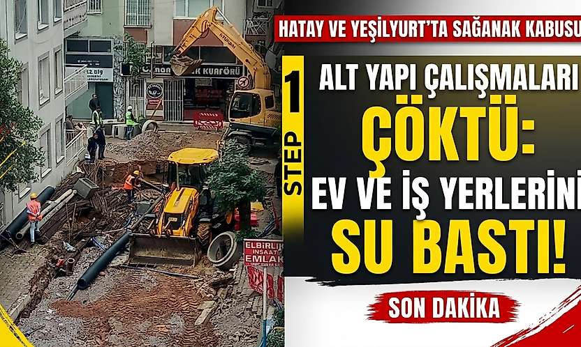 İzmir'de sağanak felaketi! Yol çöktü, araçlar çukura saplandı