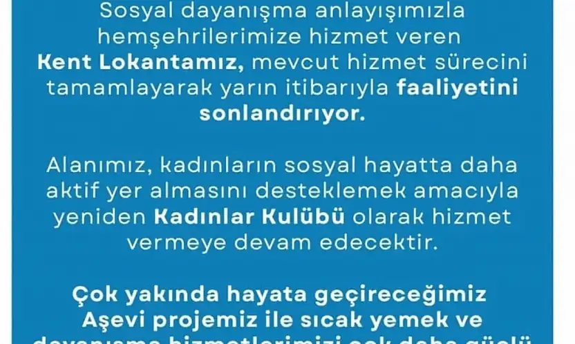 Menderes Belediyesi Kent Lokantası'nı kapatıyor